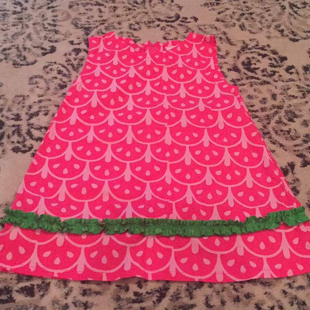 Hot pink and green a-line casual dress